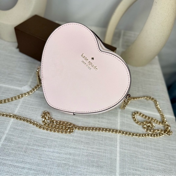 NEW! KATE SPADE Light Rose Love Shack Mini Heart Crossbody Purse - Picture 4 of 17